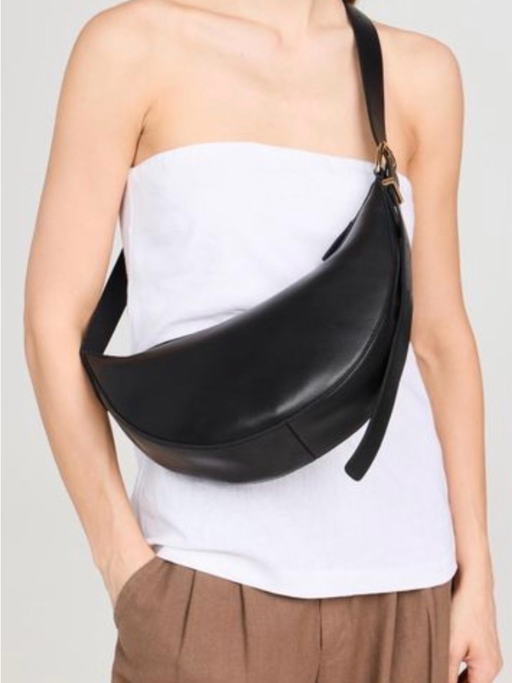 Madewell Black Crescent Leather Crossbody Bag - Women's Shoulder Bag
